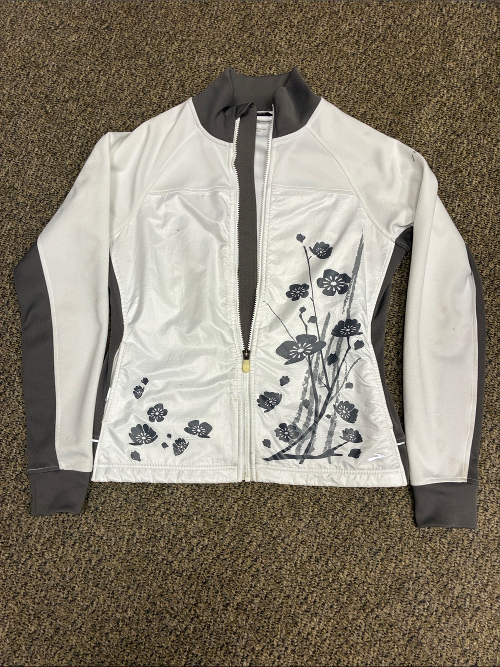 Brooks White Jacket with Gray Floral Print